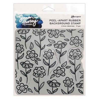Ranger Simon Hurley Cling Stamps - Crazy Daisies